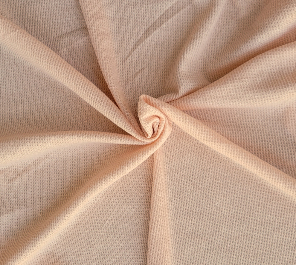 1 Yard Blush Cotton Blend Thermal Knit Fabric Soft Textured Lightweight Waffle Material