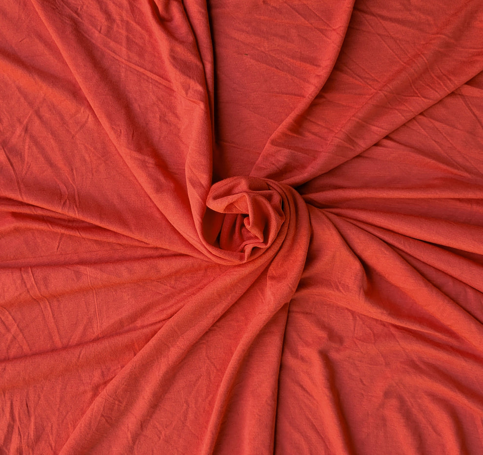 1 Yard Deep Coral Modal Rayon Jersey Knit Fabric Soft Stretch Sewing Apparel Material