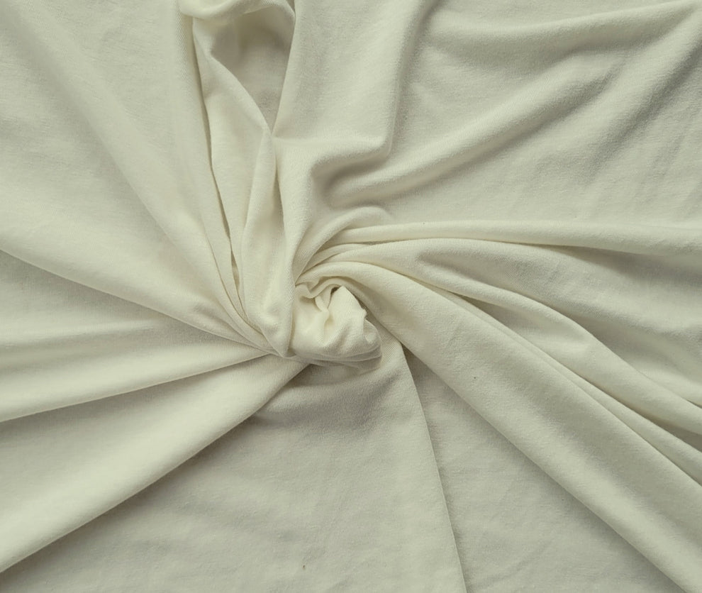 1 Yard Ivory Tencel Spandex Jersey Knit Fabric Soft Stretch Knit