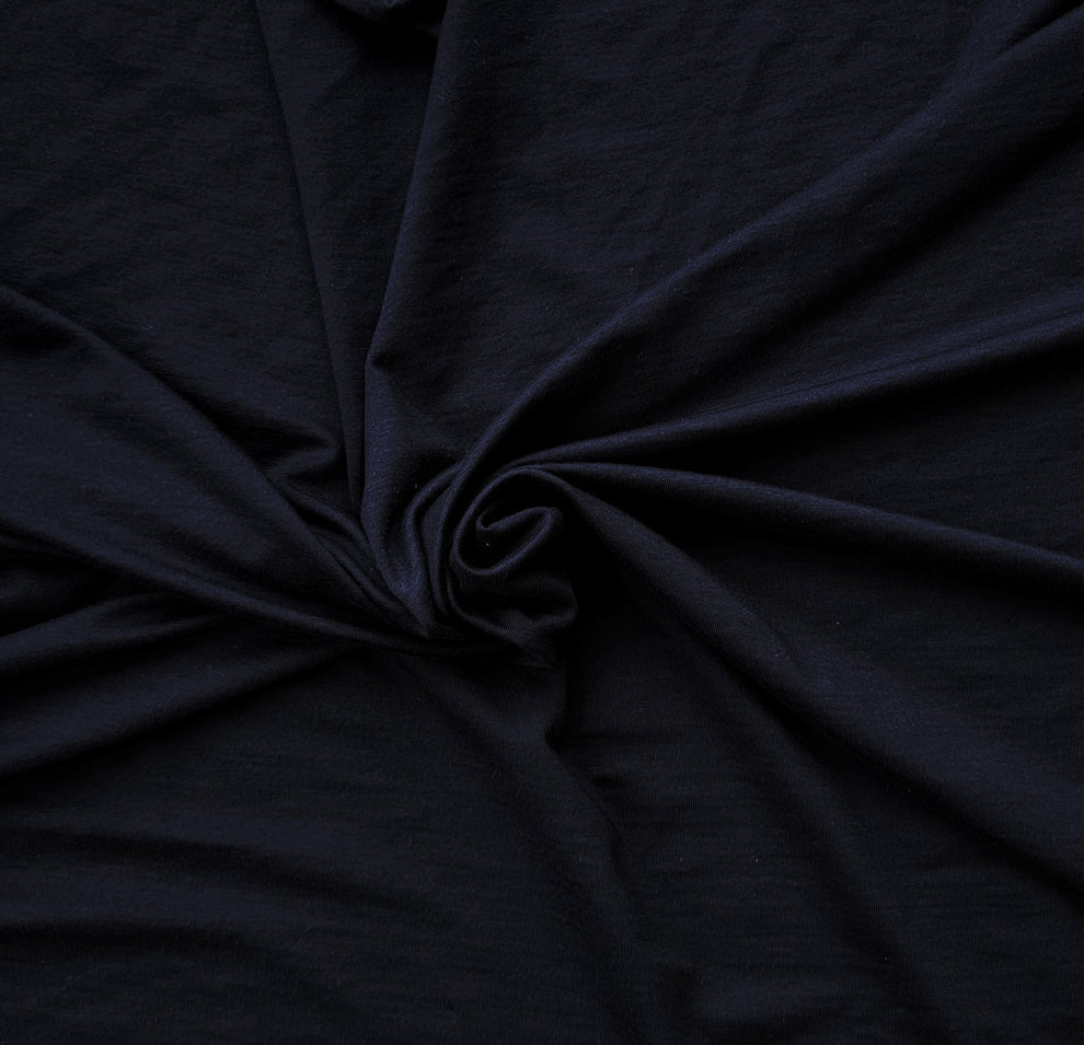 1 Yard Navy Tencel Spandex Jersey Knit Fabric Soft, Stretchy & Breathable