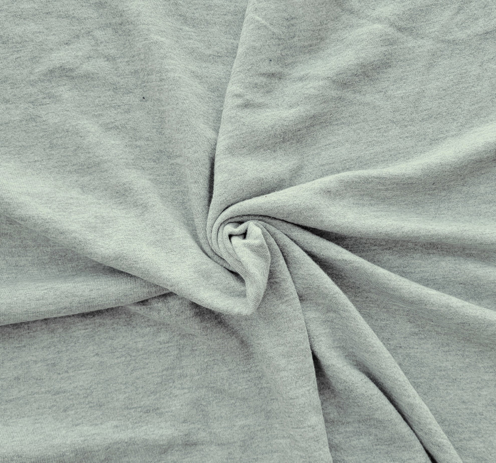 1 Yard Lt. Heather Gray Cotton French Terry Knit Fabric Soft Breathable Lightweight