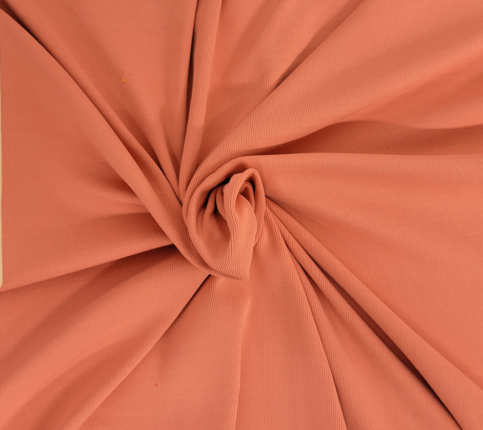 1 Yard Blush Nylon Spandex 1x1 Rib Knit Fabric Soft Stretch Rib Knit