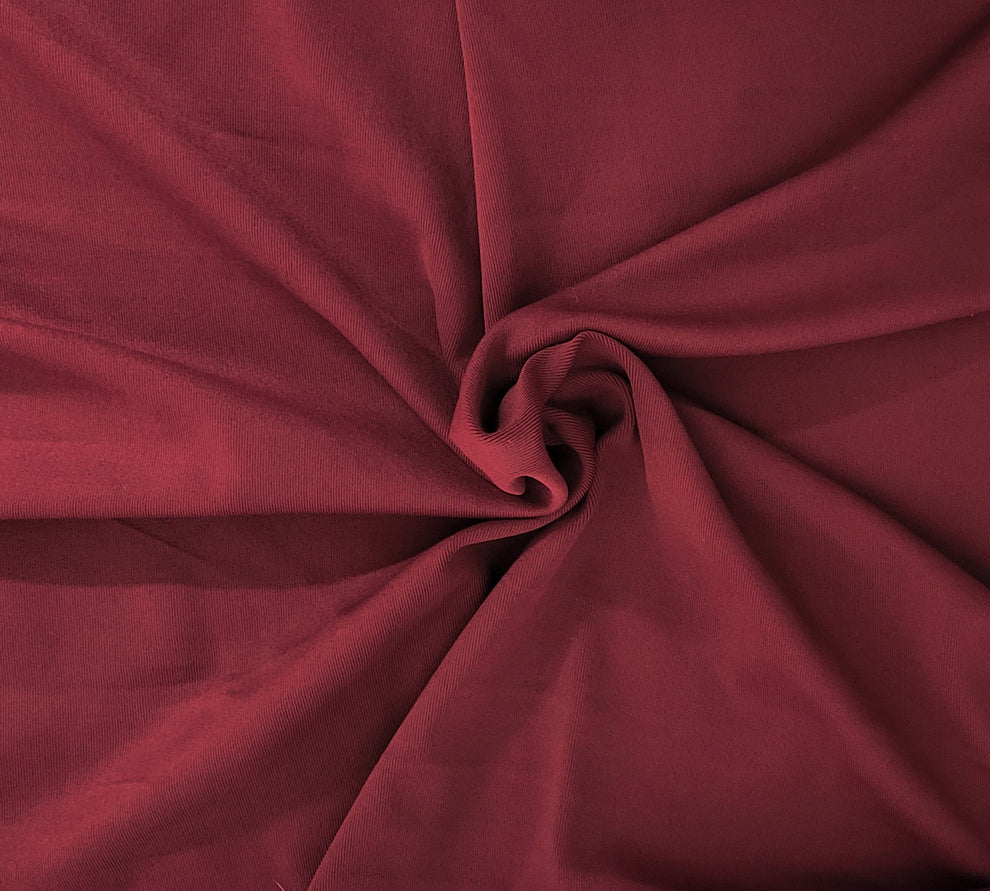 1 Yard Burgundy Nylon Spandex 1x1 Rib Knit Fabric Stretchy Rib Knit