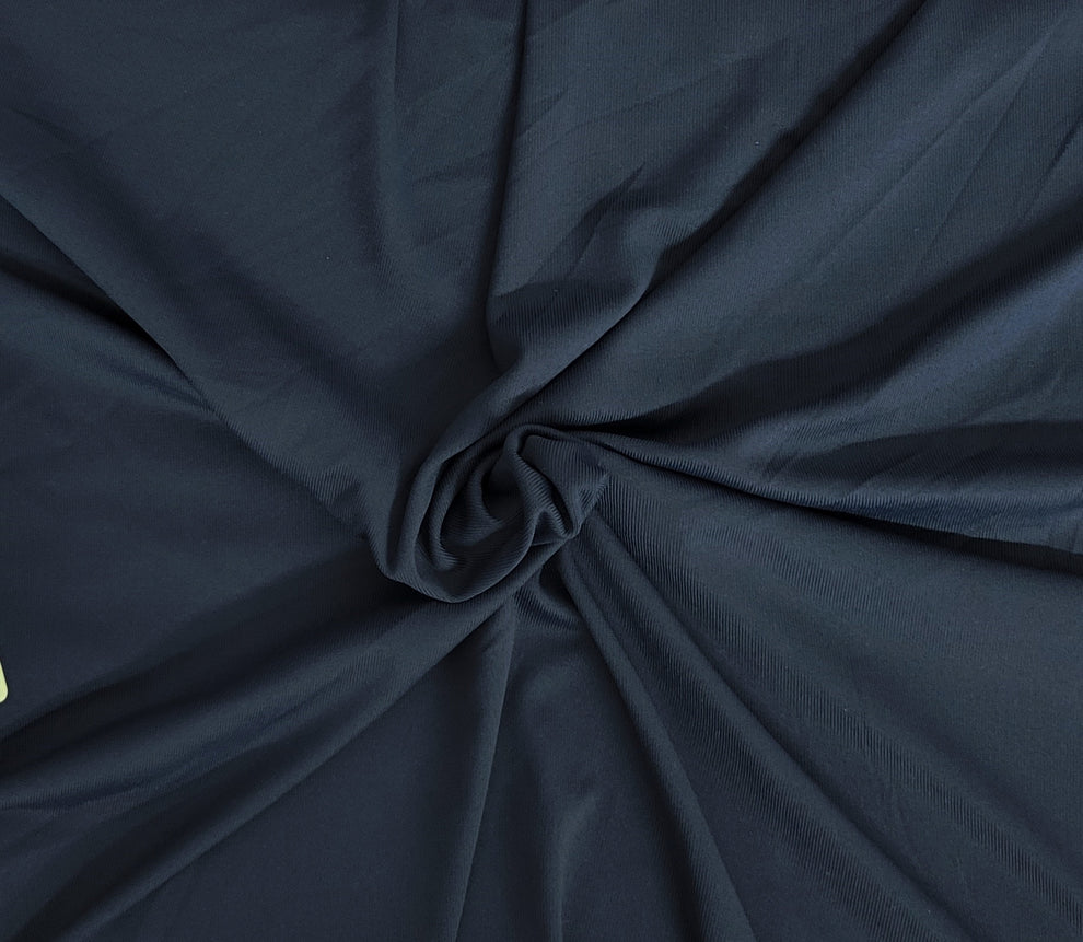 1 Yard Navy Nylon Spandex 1x1 Rib Knit Fabric Soft Stretchy Durable
