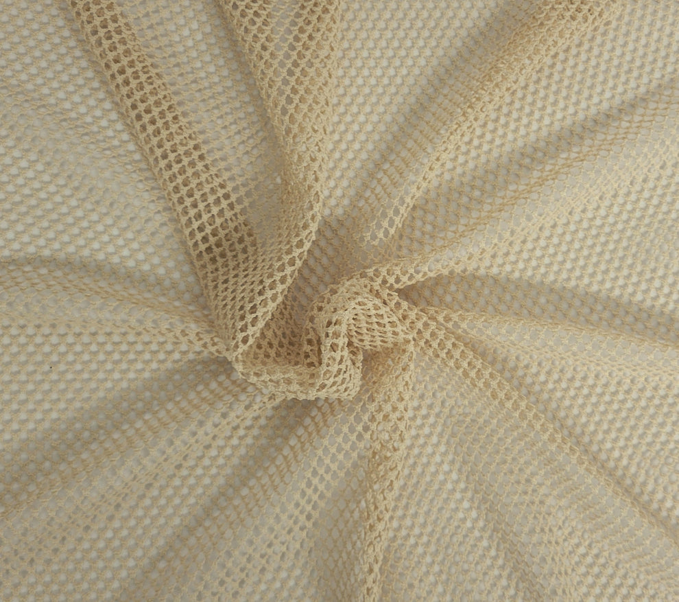1 Yard Nude Polyester Fishnet Knit Fabric Lightweight Stretchy Mesh Material