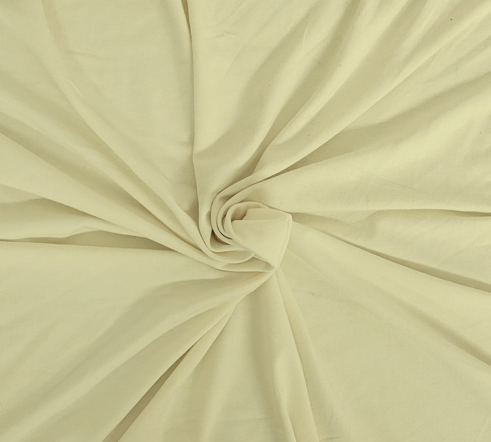 1 Yard Off White Modal Spandex Jersey Knit Fabric Heavyweight Material for Premium Apparel