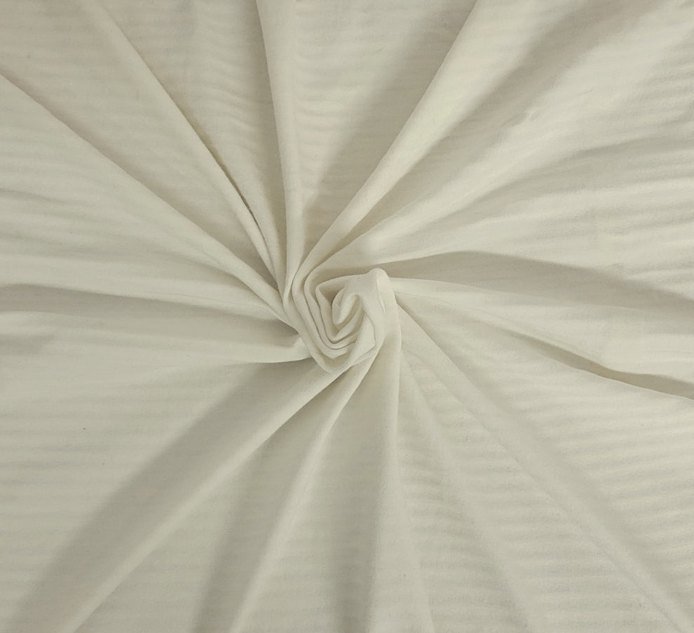1 Yard White Stripes Yarn Dye Modal Spandex Jersey Knit Fabric For Tops Dresses Loungewear Sewing