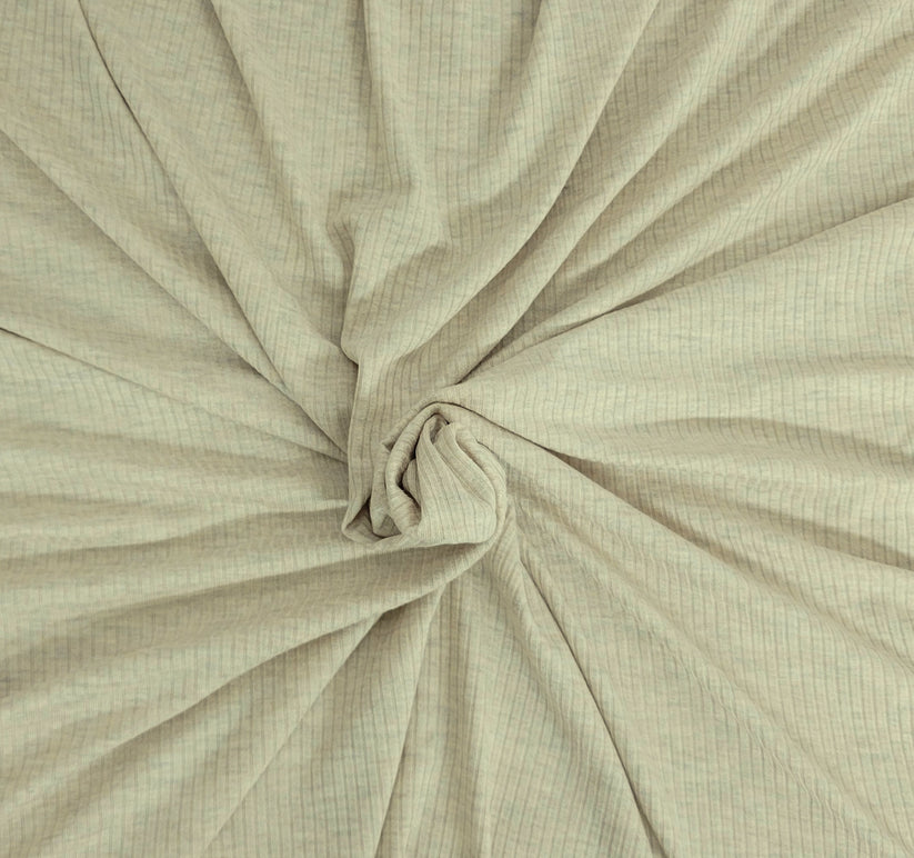 1 Yard Oatmeal Modal Spandex Rib Knit 4x2 Stretch Fabric Soft Lightweight Jersey