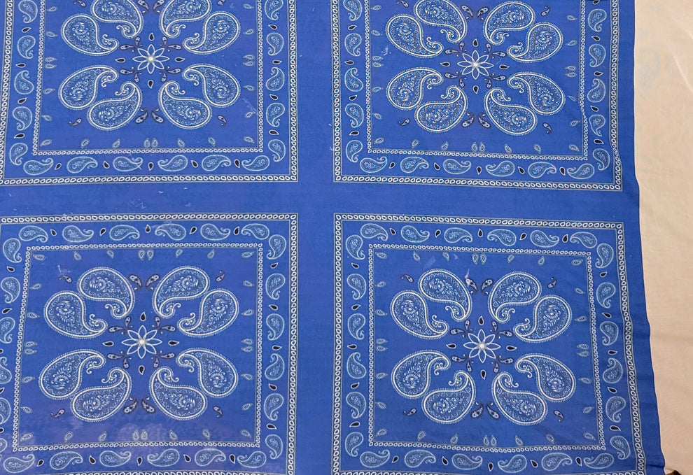 1 Yard Blue Paisley Mesh Stretch Fabric Soft Polyester Spandex Panel