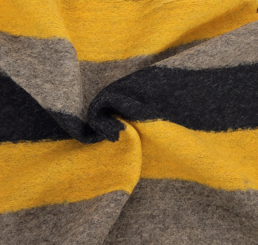 1 Yard Wool Sweater Knit Mustard Mocha Black Yarn Dye Stripes