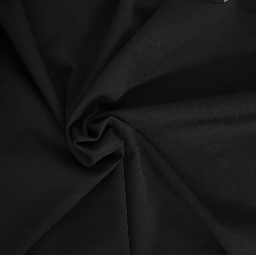 1 Yard Black Ponte Roma Knit Fabric Viscose Rayon Spandex Stretch for Pants Dresses Blazers