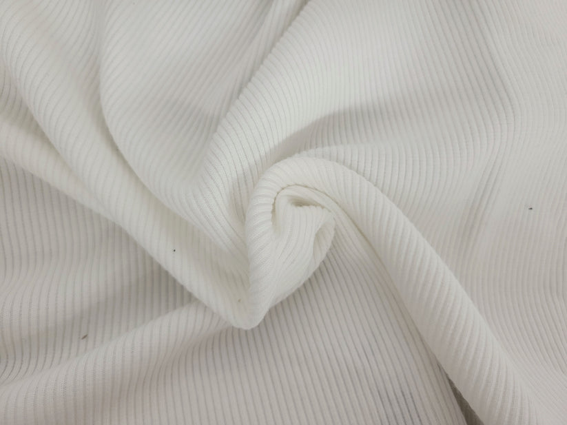1 Yard Pre Washed Off White Organic Cotton Tencel Spandex 2x1 Rib Knit for Stretch Basics