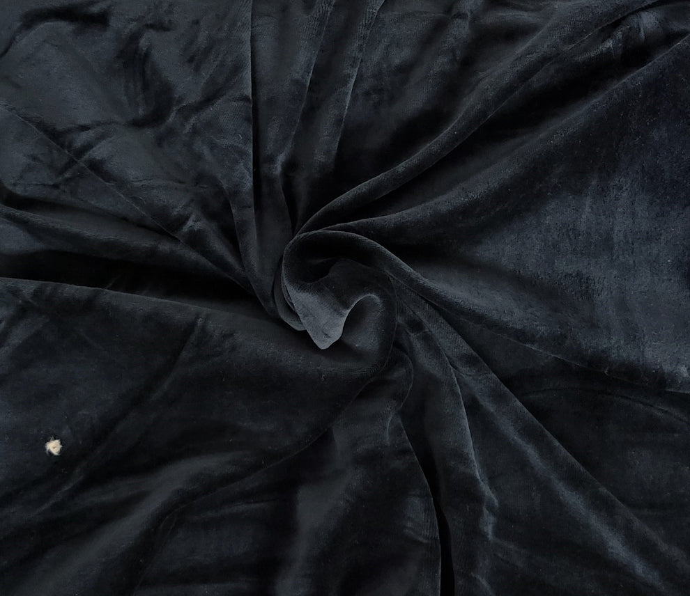 1 Yard Dk. Navy Cotton Blend Velour Velvet Fabric Soft Plush Stretch