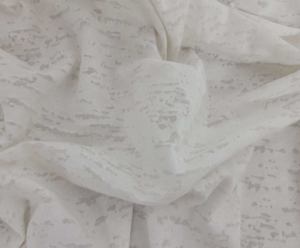 1 Yard Off White Cotton Blend Burnout Jersey Fabric Soft Lightweight Knit for Casualwear & DIY Apparel