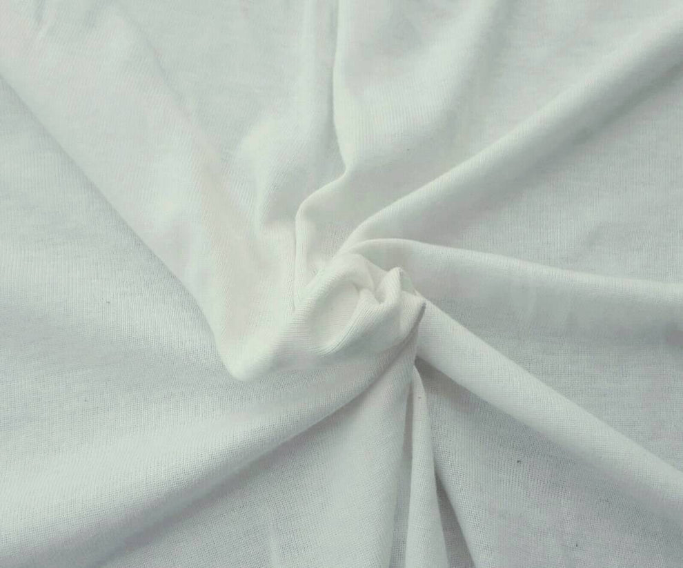 1 Yard White Cotton 1x1 Rib Knit Fabric Soft Stretchy Durable Material