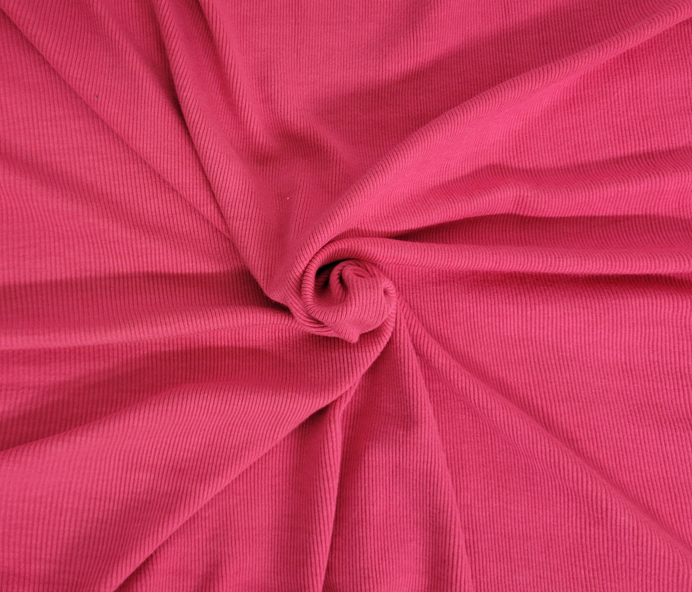 1 Yard Fuchsia 2x1 Rib Knit Rayon Spandex Fabric Soft Stretchy Lightweight