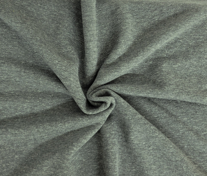 1 Yard Tri Blend French Terry Knit Dark Heather Gray Fabric
