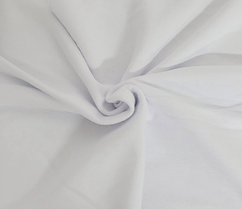 1 Yard Cool White Cotton French Terry Knit Featuring a soft and smooth surface