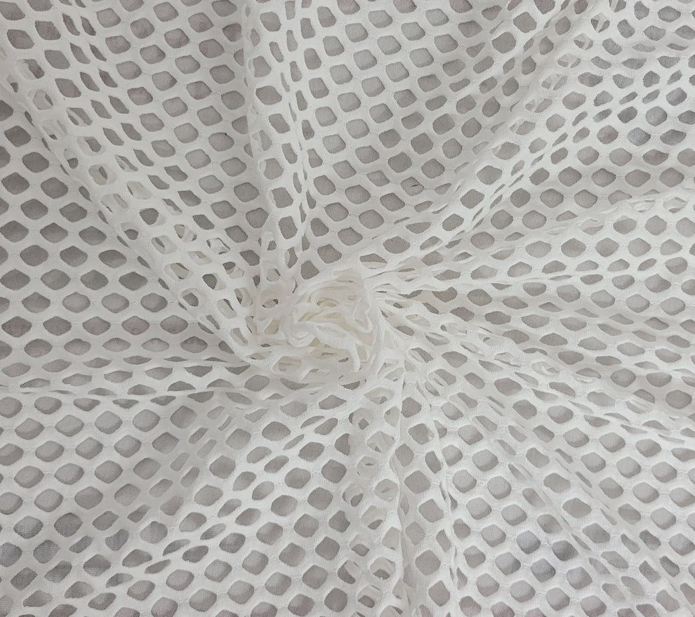 1 Yard Off White Cotton Fishnet Knit Fabric with Big Holes for Fashion and Layered Designs