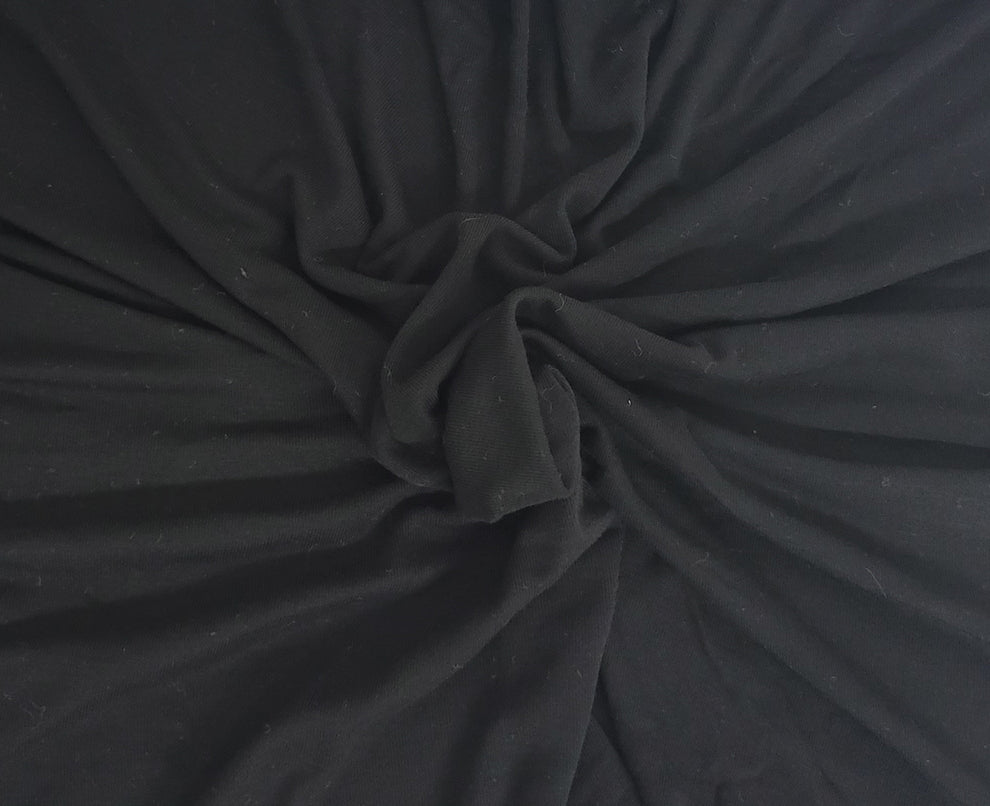 1 Yard Black Siro Micro Bamboo Spandex Rib Knit Fabric Soft Stretch Knit Fabric for Tops and Layering