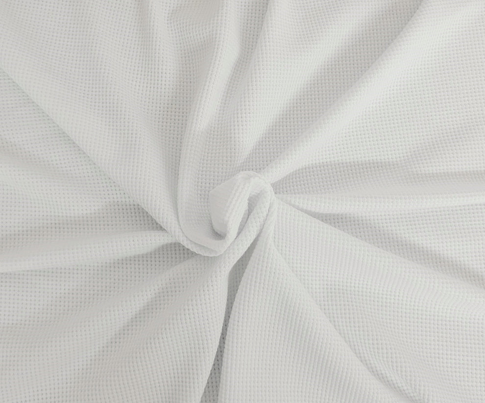 1 Yard White Modal Cotton Spandex Thermal Waffle Knit Fabric Stretchy & Soft