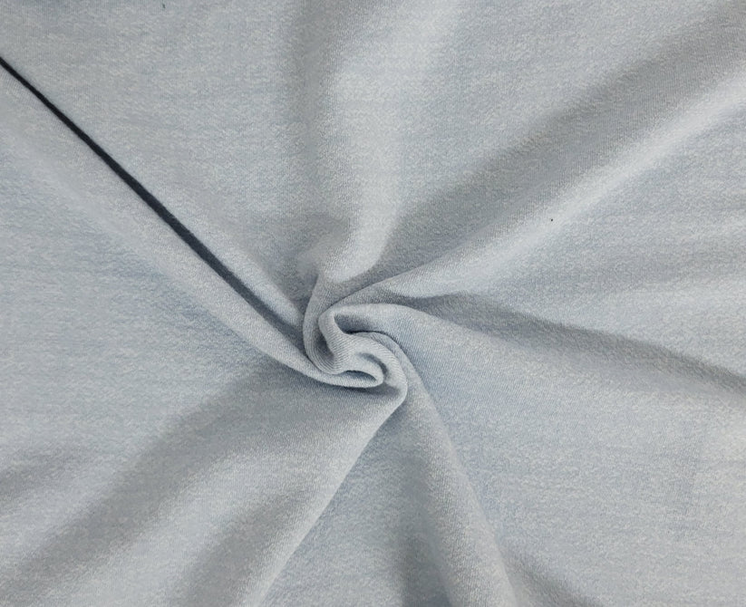1 Yard Powder Blue French Terry Knit Fabric Soft Pre Washed Cotton Tencel Spandex