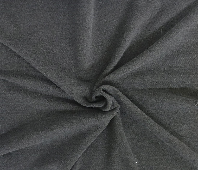 1 Yard Black Pre Washed Cotton Tencel Spandex French Terry Knit Fabric Soft Durable Stretch