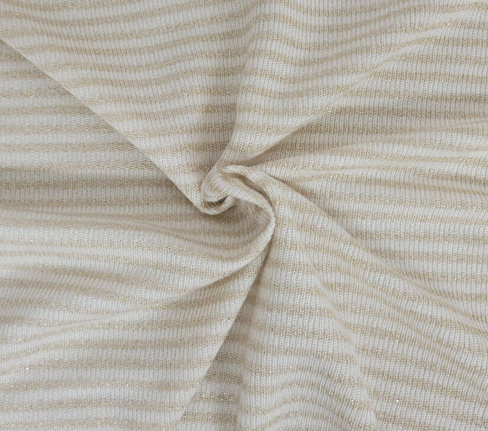 1 Yard Holiday Sweater Knit Yarn Dye Fabric with Gold Lurex for Apparel and Festive Decor