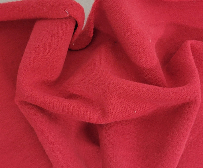 1 Yard Bright Red Cotton Blend Fleece Knit Fabric Soft Warm Material For Sweatshirts 78 Inches