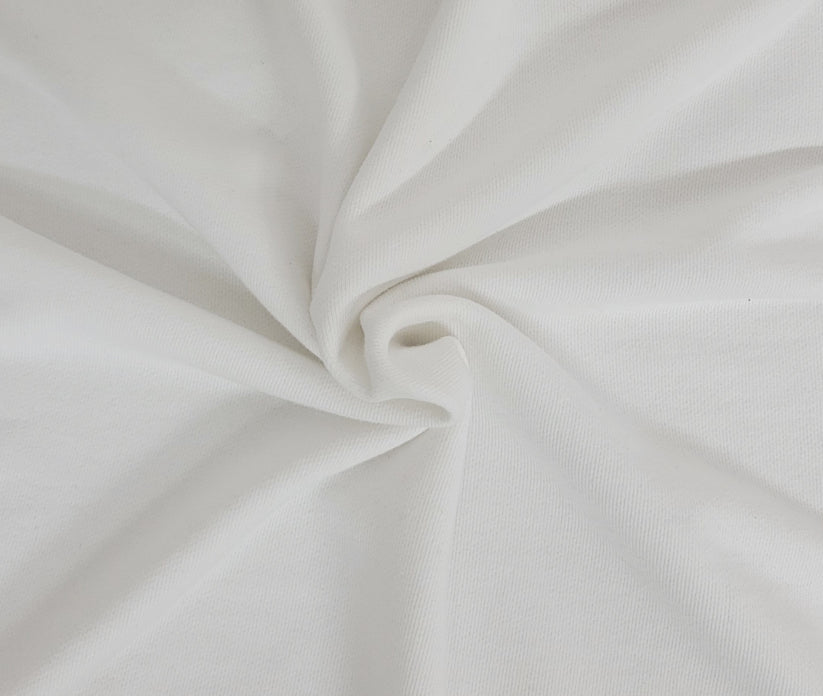 1 Yard White Cotton French Terry Knit Offering Excellent Warmth and Structure.