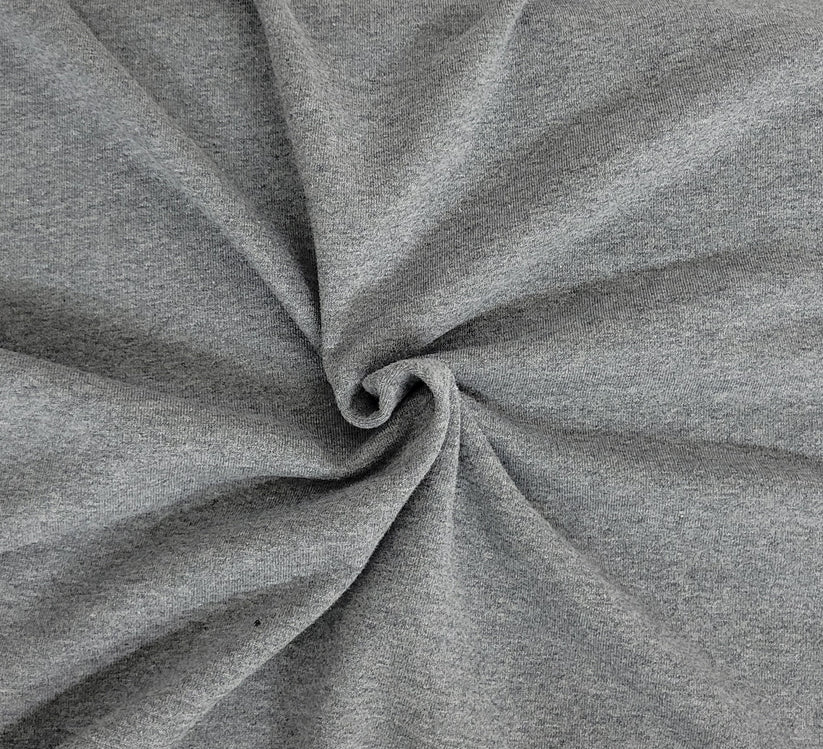 1 Yard Dark Heather Gray Cotton French Terry Knit Fabric Soft Loopback Stretch 66"Width