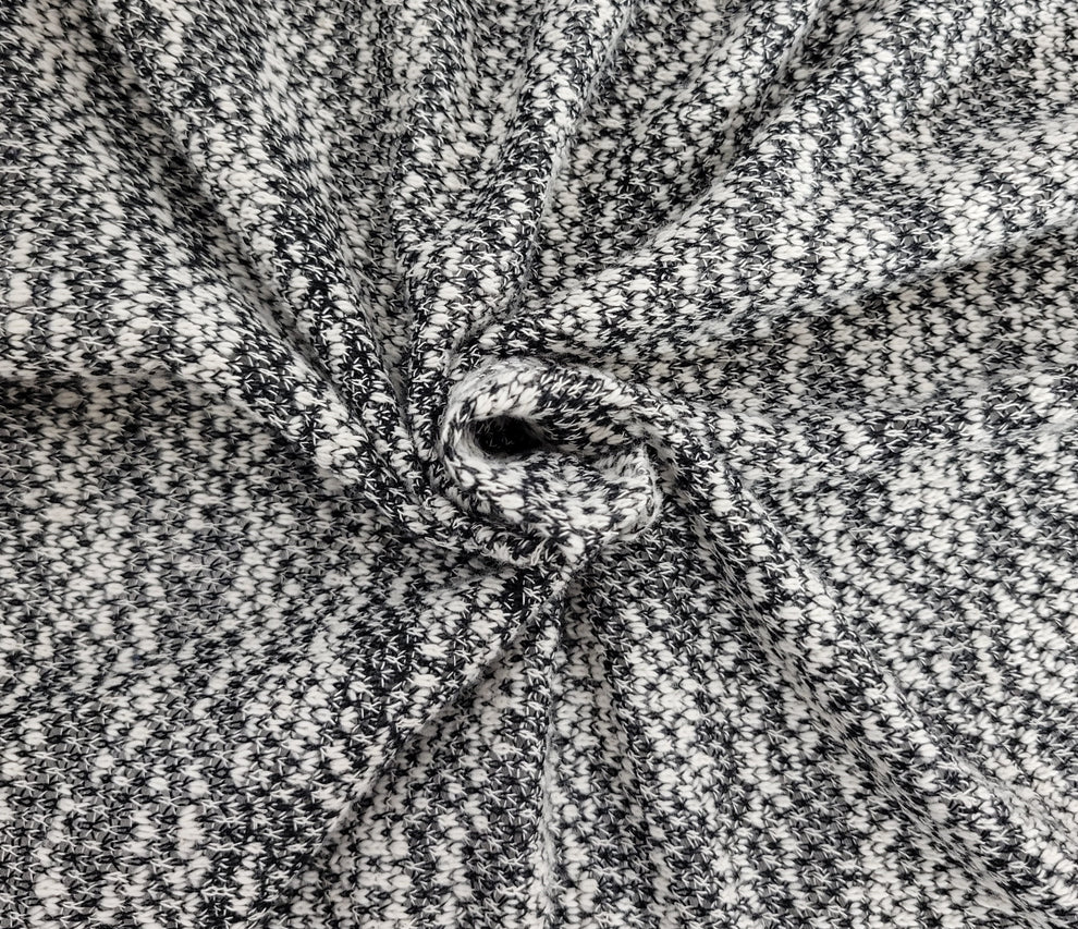 1 Yard Black White Yarn Dye Sweater Knit Rayon Blend Fabric for Cardigans, Scarves, Tops