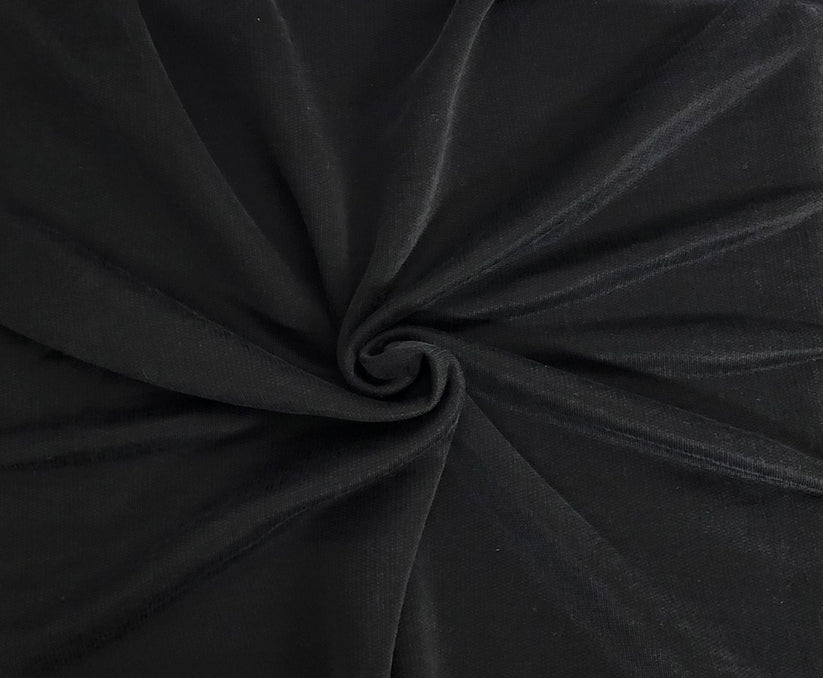 1 Yard Black Cotton Rayon Blend French Terry Fabric Soft Stretchy Comfortable