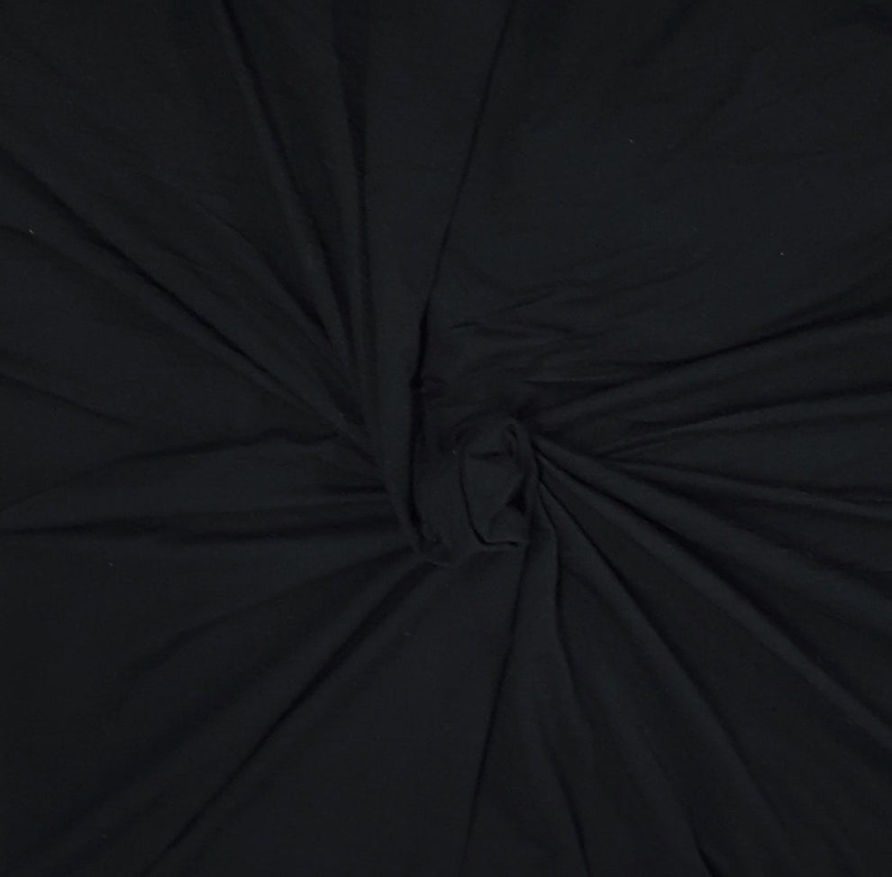 1 Yard Black Rayon Spandex Jersey Fabric 250 GSM 12.7oz Medium Heavyweight Stretch Knit