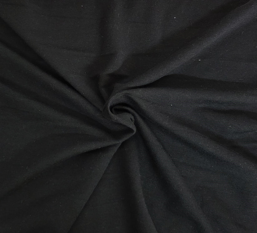 1 Yard Black Modal Cotton Spandex Sweatshirt Fleece Knit Fabric Soft Cozy Stretchy