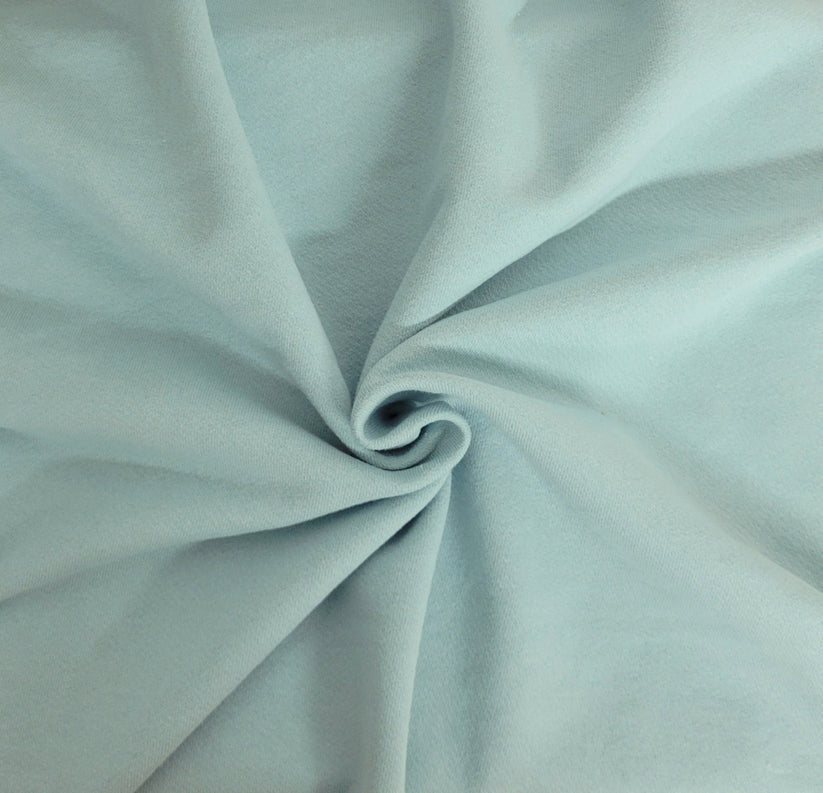 1 Yard Ice Blue Cotton French Terry Knit In The Perfect Balance of Comfort and Structure.