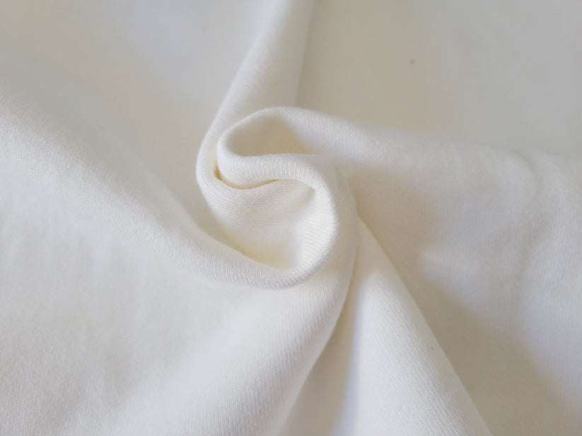 1 Yard Off White Cotton Sweatshirt Fleece Knit Fabric for Hoodies and Cold Weather