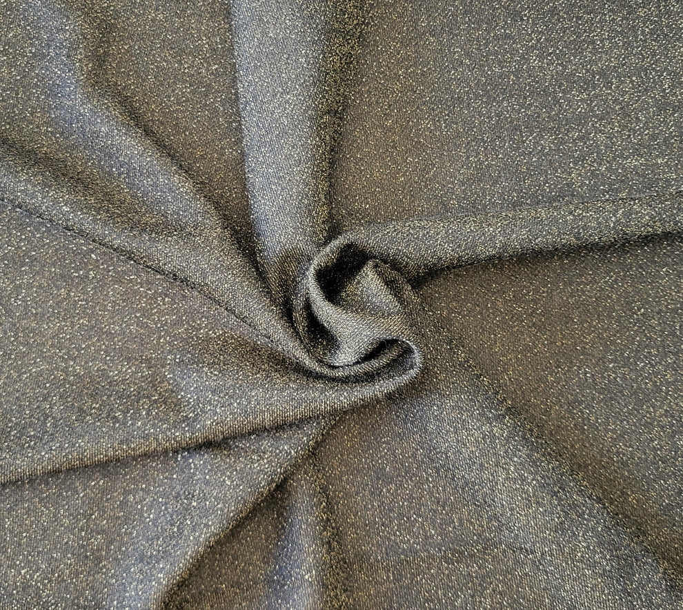 1 Yard Brown with Lurex Glitter Cotton Blend French Terry Knit Fabric Sparkling Soft Loop Back Knit