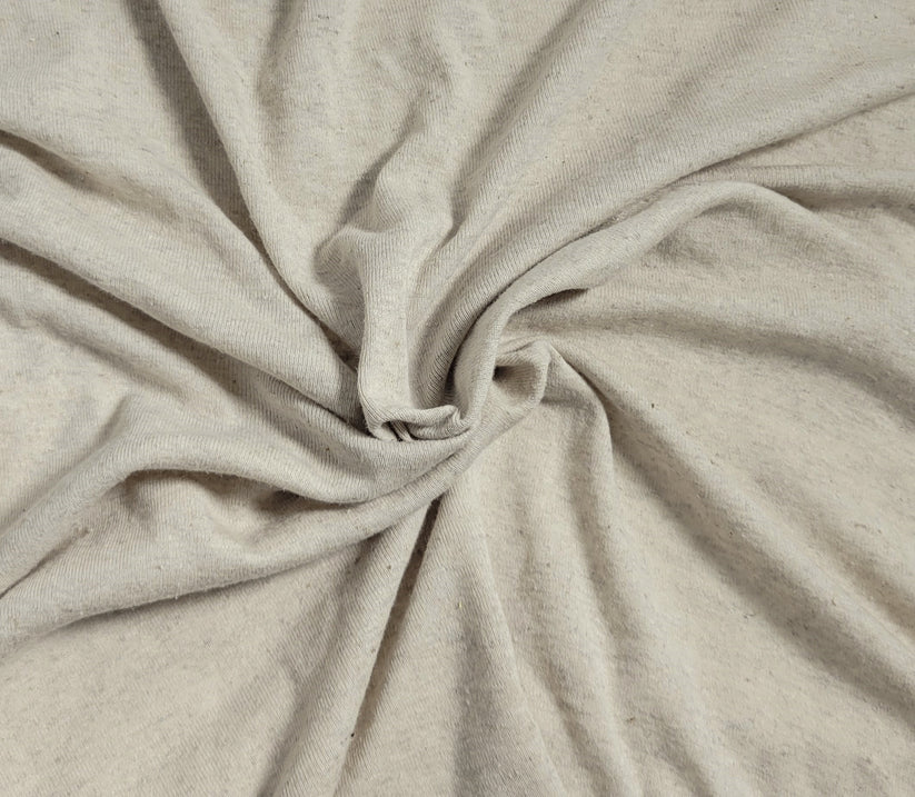 1 Yard Natural Linen Cotton Jersey Knit Fabric Lightweight Soft Neutral Blend 52 Inches Wide