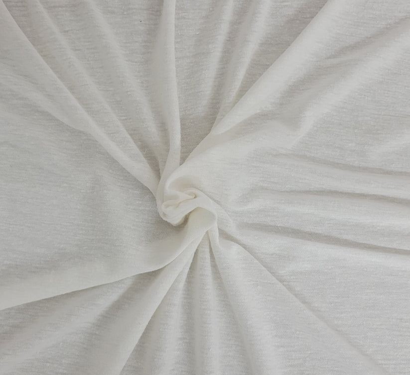 1 Yard Prewashed Off White Linen Jersey Fabric Soft Breathable Lightweight