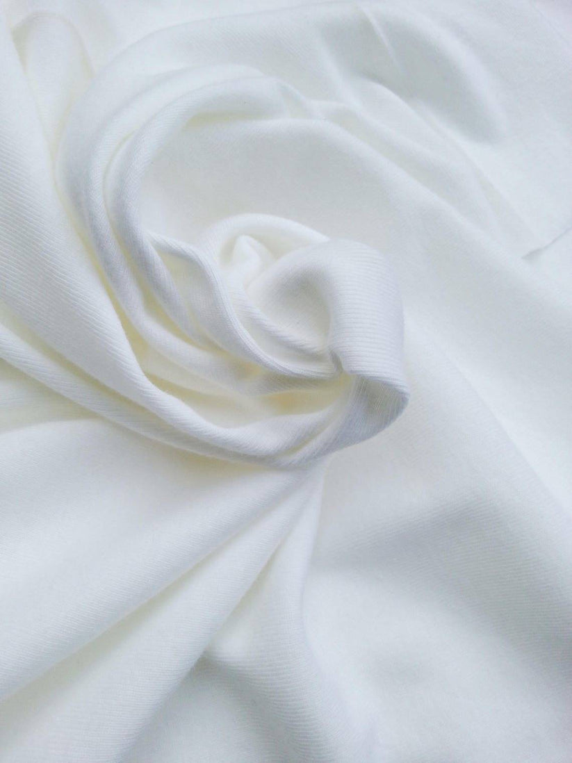 1 Yard White Cotton Spandex 1x1 Rib Knit Fabric Heavyweight Soft Stretchy
