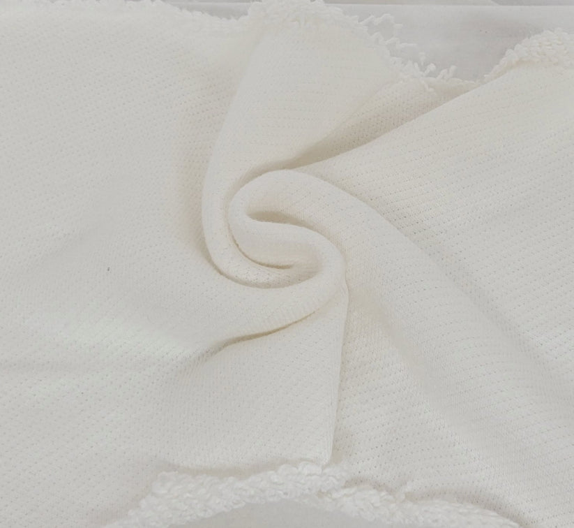 1 Yard Off White Novelty Cotton French Terry Knit