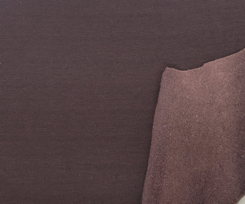 1 Yard Chocolate Brown Sweatshirt Fleece Knit Fabric Heavyweight Polyester