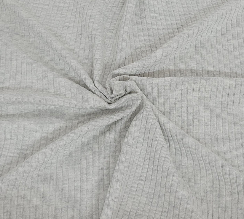 1 Yard Ash Gray Organic Cotton Lyocell Spandex 4x2 Rib Knit Fabric Soft Stretch Eco Friendly