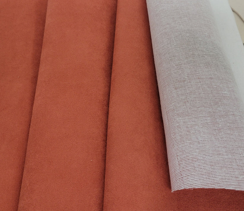1 Yard Hearty Orange Vegan Suede With Backing Soft Upholstery Fabric