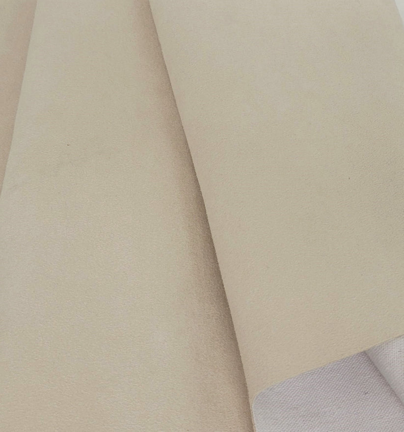 1 Yard Moderate White Vegan Suede Fabric with Backing Multipurpose Upholstery Soft Finish