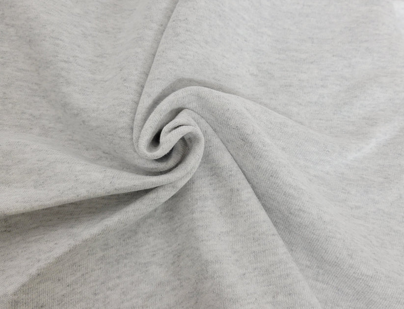 1 Yard Ash White Cotton French Terry Knit with Matching Rib