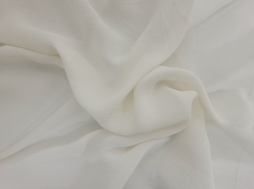 1 Yard Off White Rayon Crepe Crinkle Fabric Lightweight Drapey Material for Blouses and Dresses