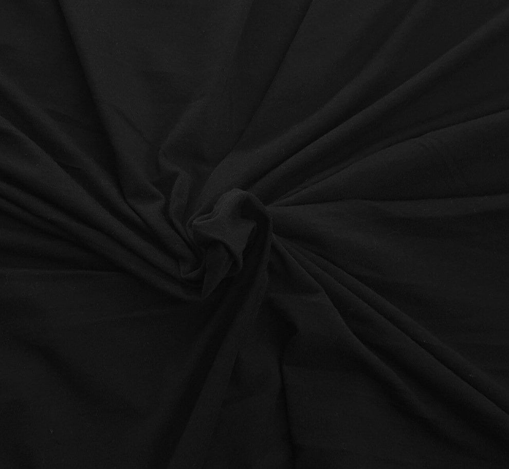 1 Yard Black Modal Spandex Jersey Knit Fabric 230 GSM for Stretchy Tops and Activewear