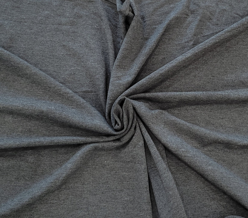 1 Yard Charcoal Organic Cotton Tencel Spandex Jersey Knit Fabric Stretch Soft Material for Tees Dresses
